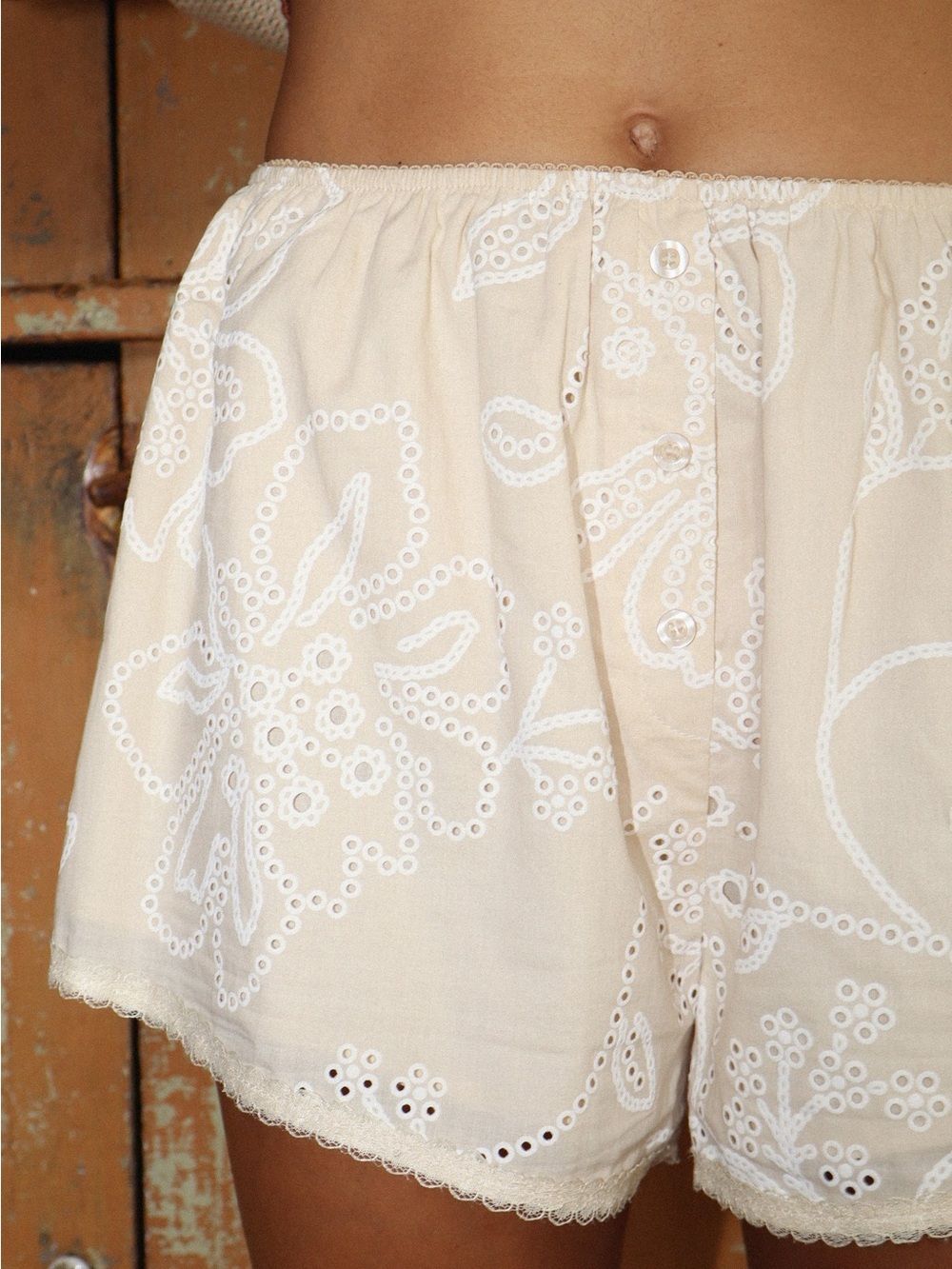 Shopbop Bailey Rose Eyelet Mini Shorts Beige S